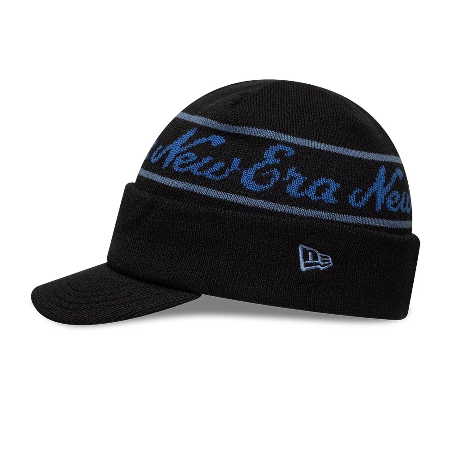 This is a New Era Black Visor Knit Beanie Hat 4