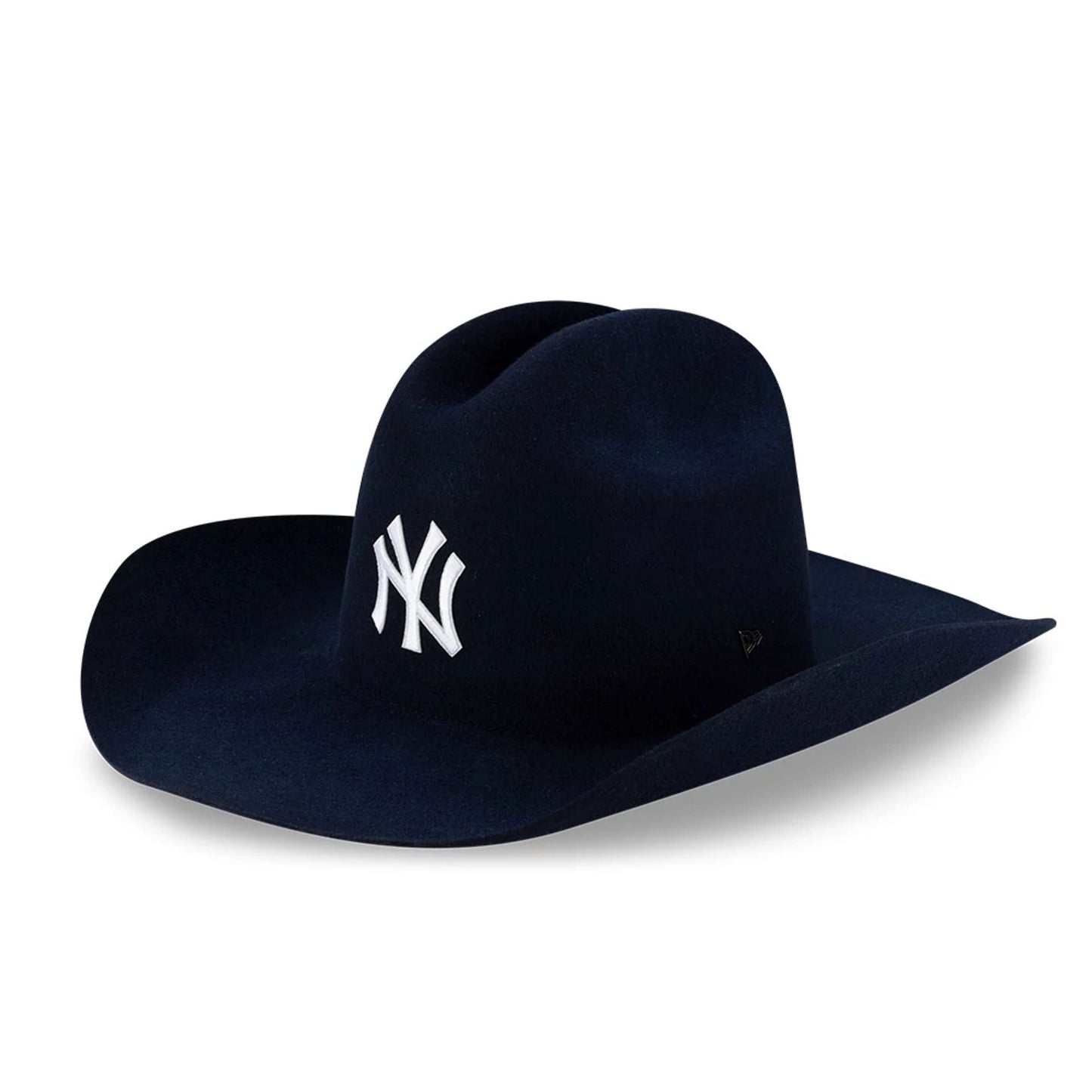 Pictured is this MLB Wool New York Yankees Rolled Brim Fedora hat in navy. 1