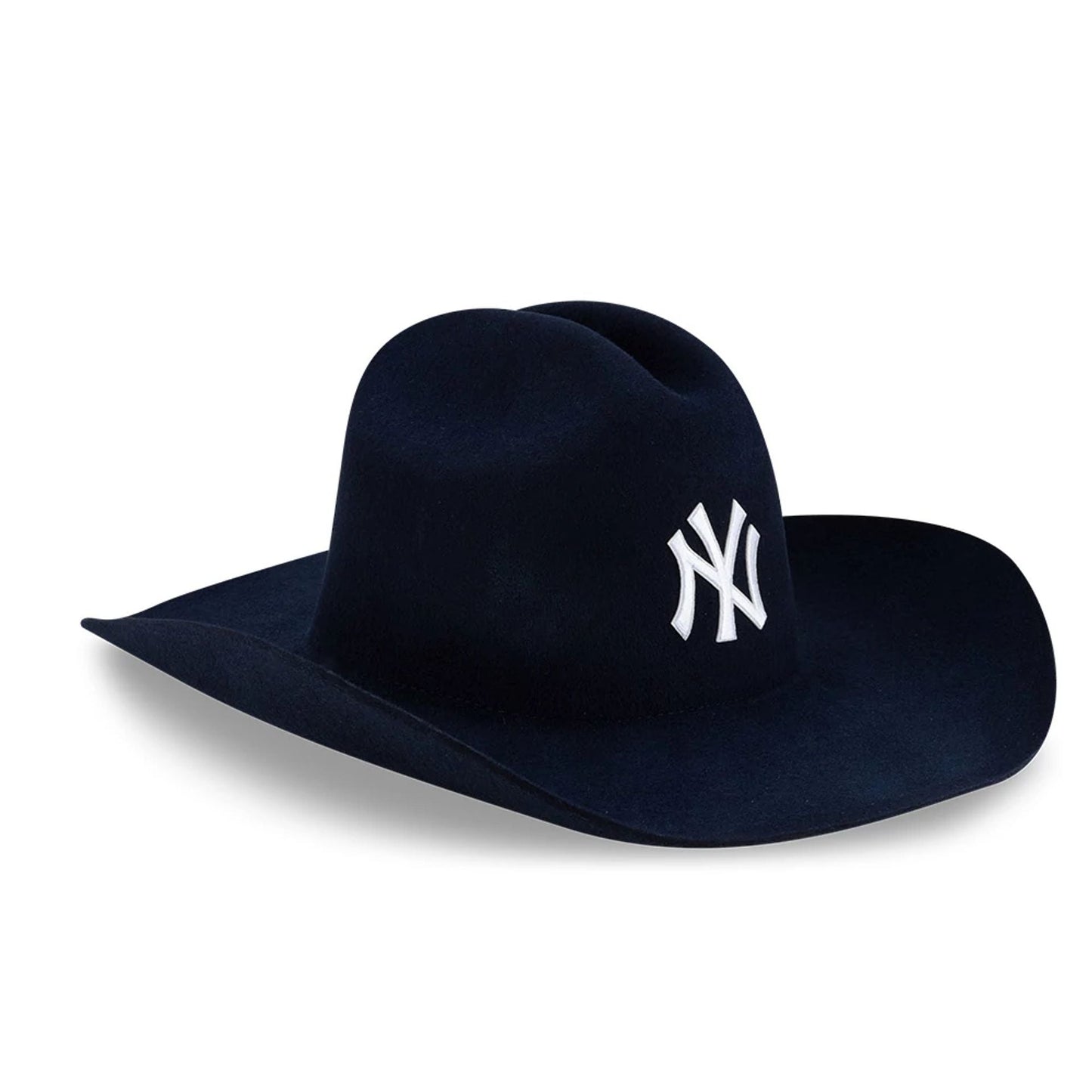 Pictured is this MLB Wool New York Yankees Rolled Brim Fedora hat in navy. 3