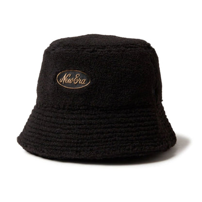 This is a  New Era Oval Logo Boa Black Bucket Hat 1