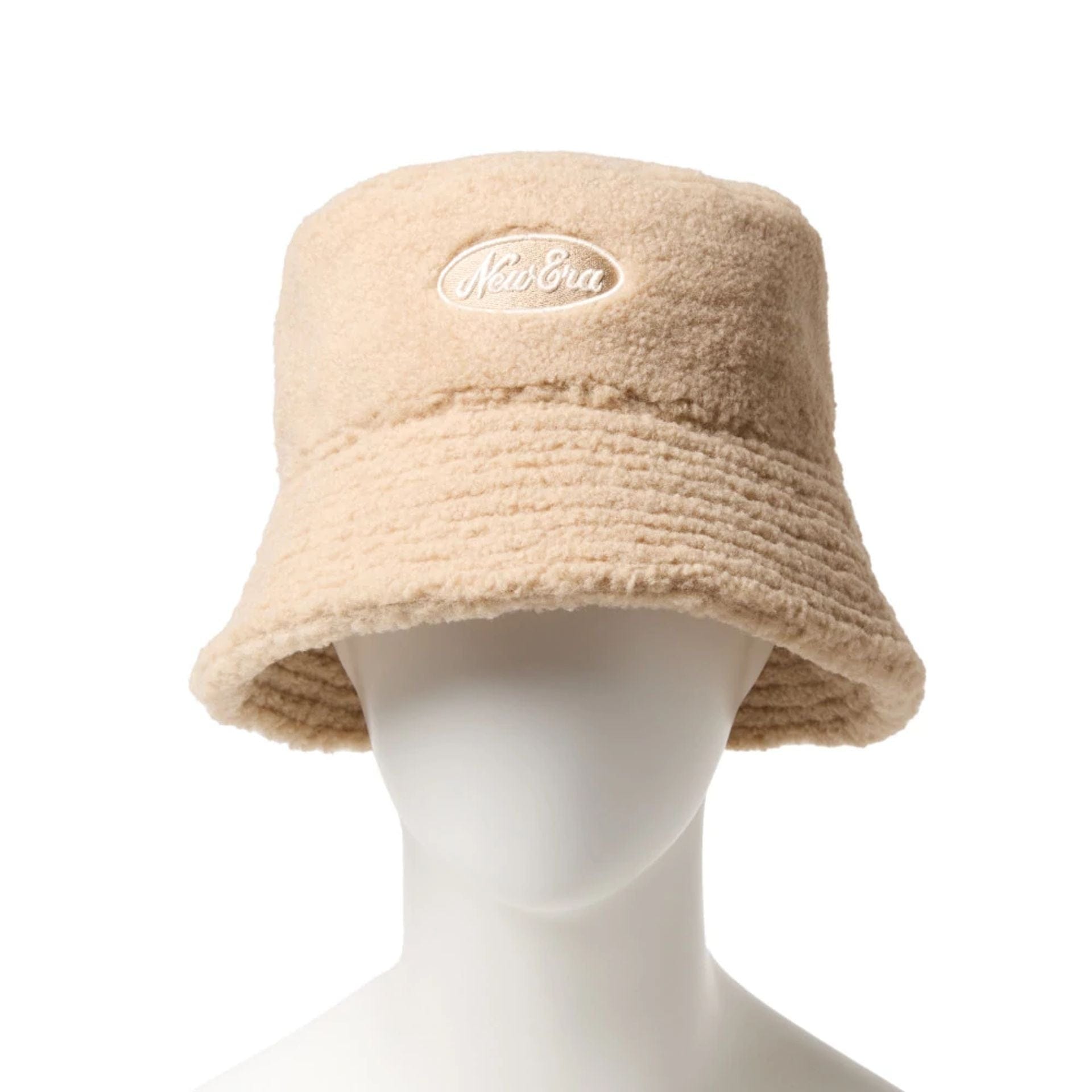 This is a  New Era Oval Logo Boa Beige Bucket Hat 2