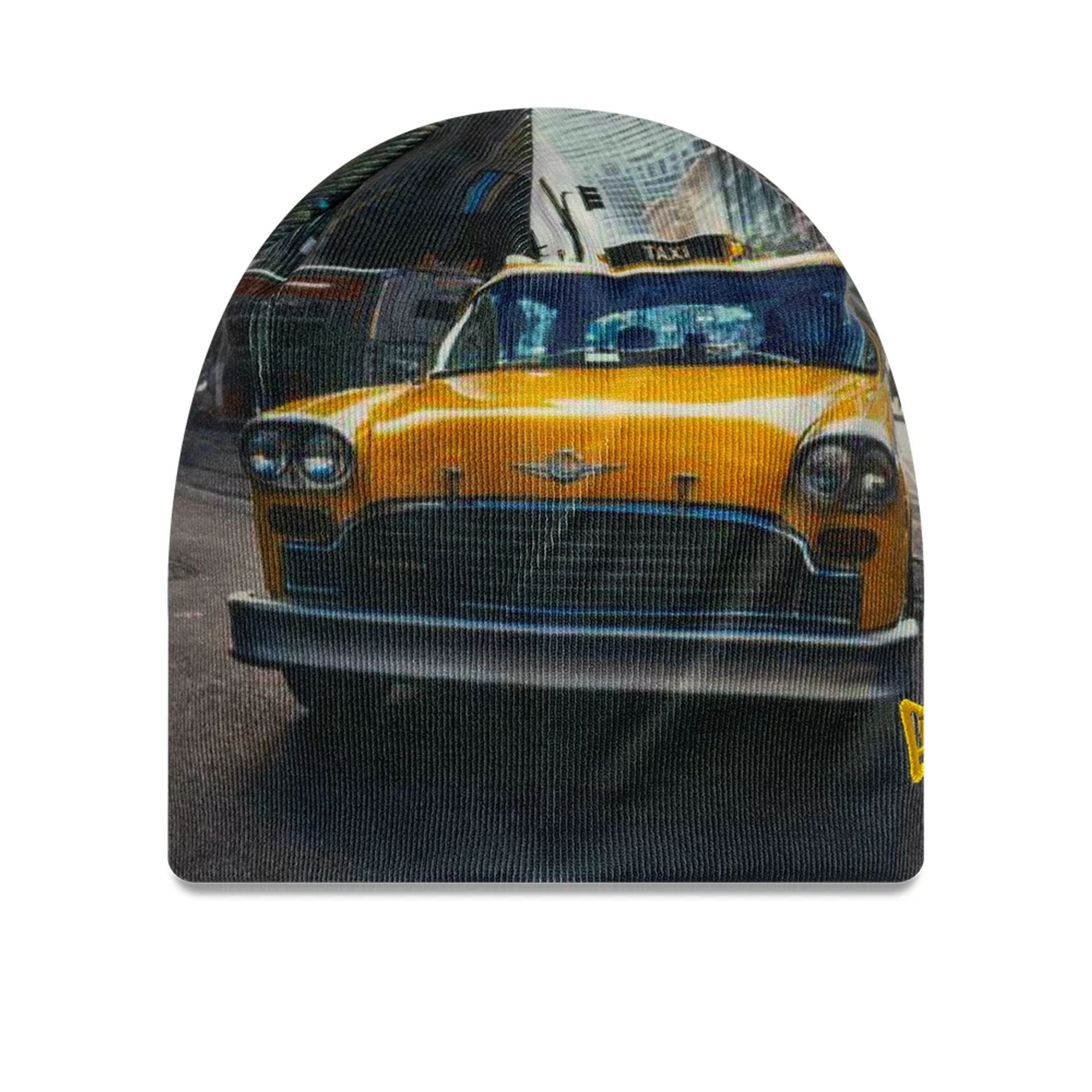 This is a New Era New York Taxi All Over Print Beanie Hat 1