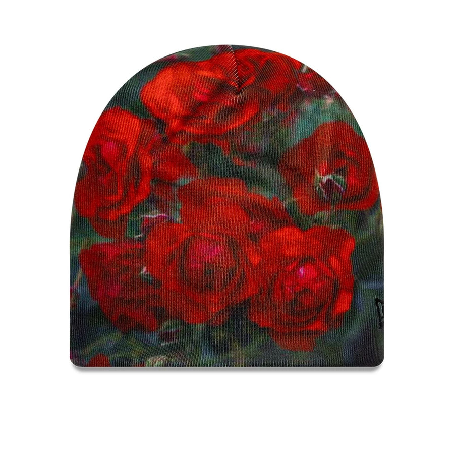 This is a  New Era Red Roses All Over Print Beanie Hat 1