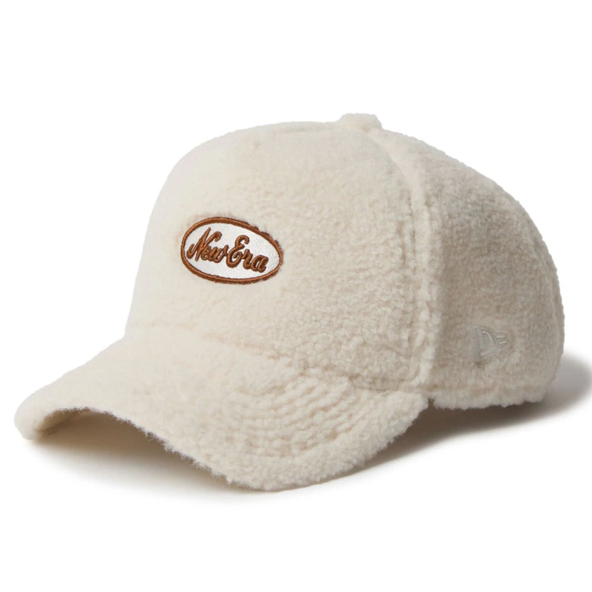 This is a  Womens New Era Oval Logo Boa Cream 9FORTY A-Frame Adjustable Cap 1