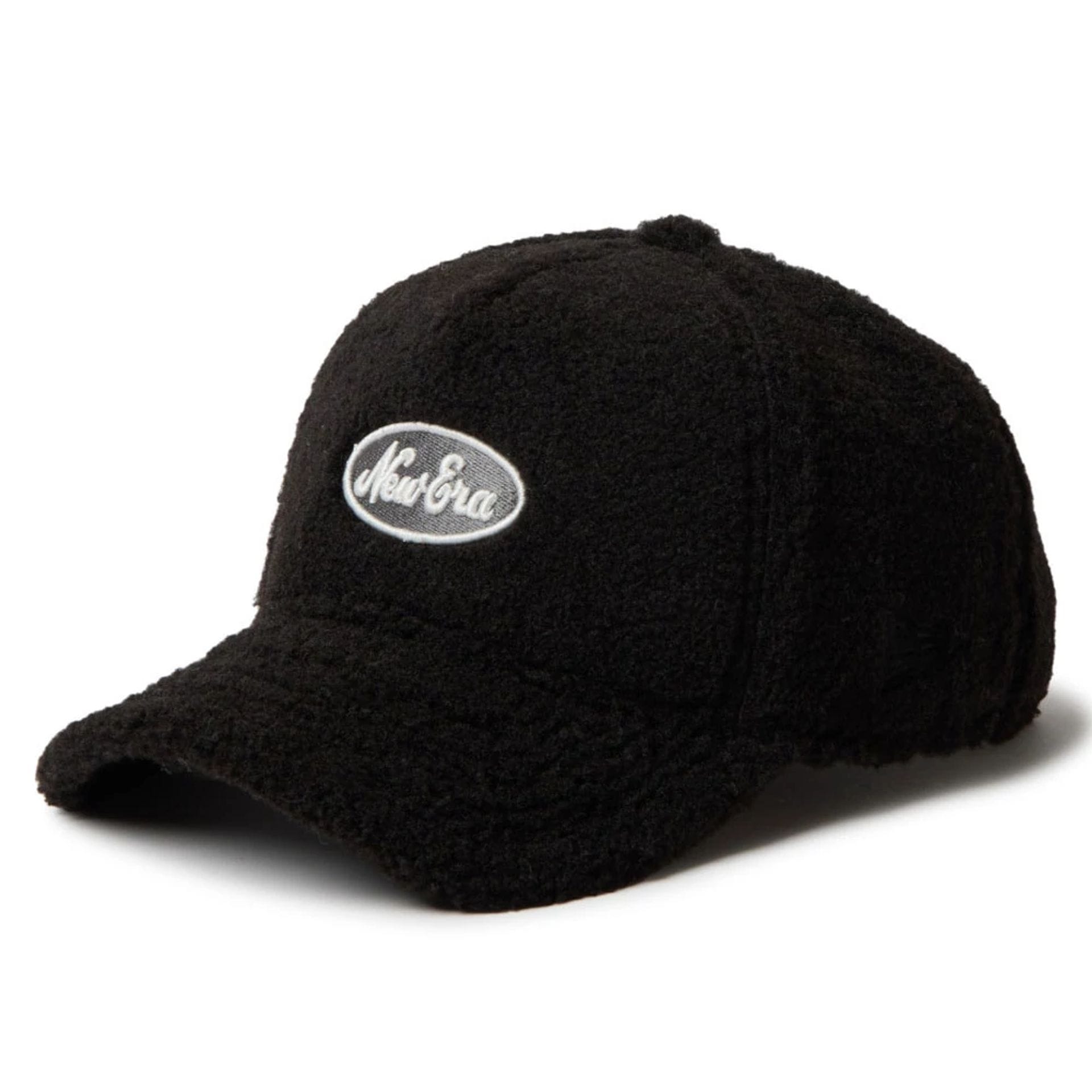 This is a  Womens New Era Oval Logo Boa Black 9FORTY A-Frame Adjustable Cap 1