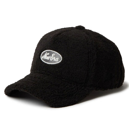 This is a  Womens New Era Oval Logo Boa Black 9FORTY A-Frame Adjustable Cap 1