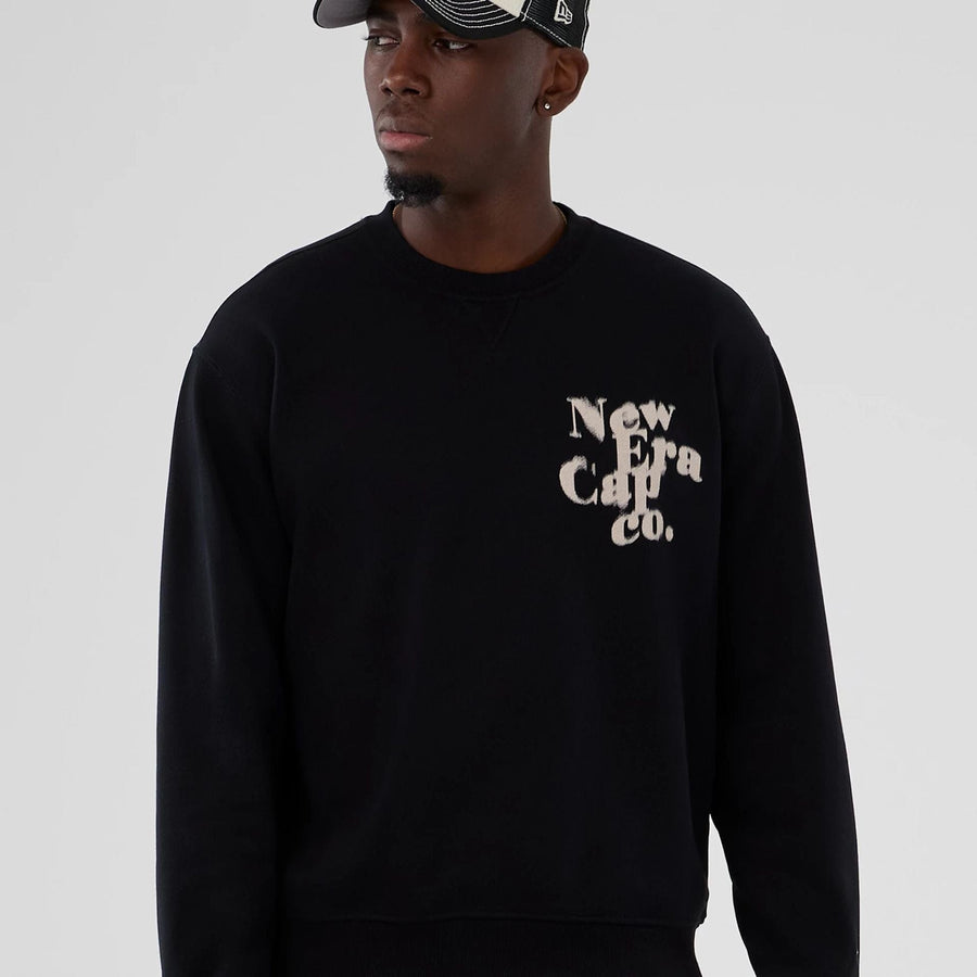 The Male model is wearing New Era Cap Company Black Crew Neck Sweater 7