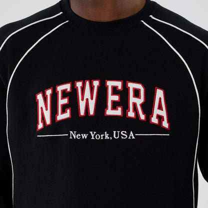 The Male model is wearing New Era Colour Block Black Crew Neck Sweater 3