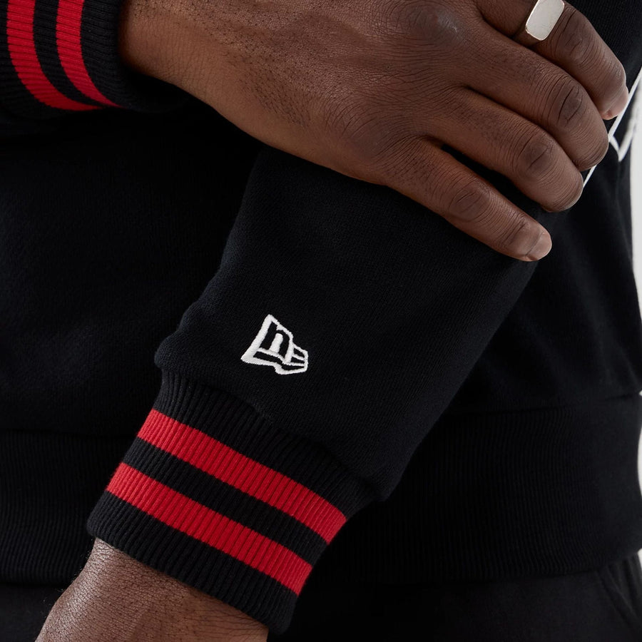 The Male model is wearing New Era Colour Block Black Crew Neck Sweater 4