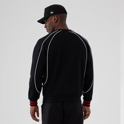 The Male model is wearing New Era Colour Block Black Crew Neck Sweater 2