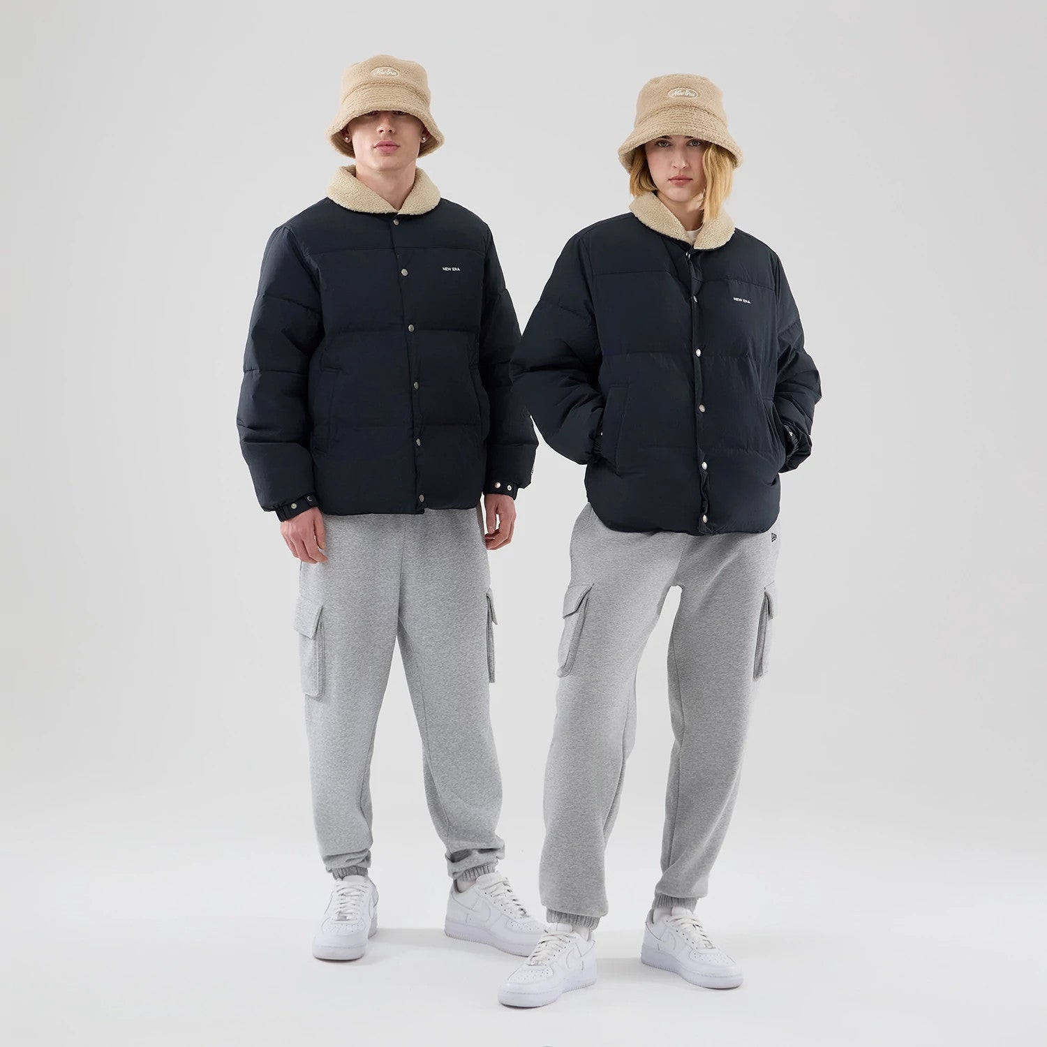The Male model is wearing  New Era Organic Boa Neck Navy Jacket 1