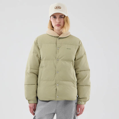 The Male model is wearing  New Era Organic Boa Neck Khaki Jacket 4