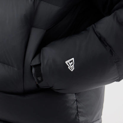 The Male model is wearing New York Yankees MLB Black Puffer Down Jacket 7