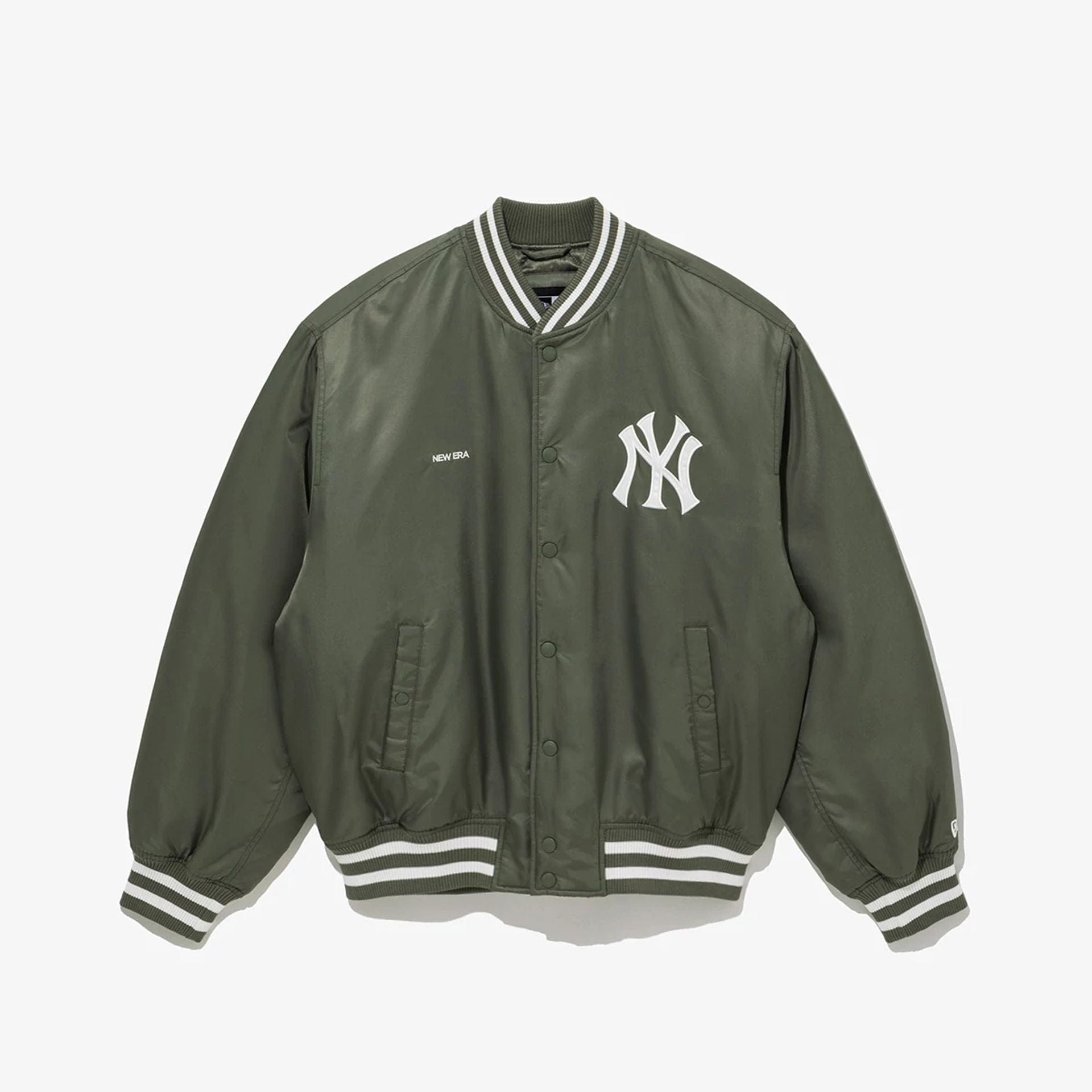 The Male model is wearing New York Yankees MLB Green Stadium Jacket  1