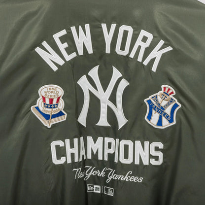 The Male model is wearing New York Yankees MLB Green Stadium Jacket  5
