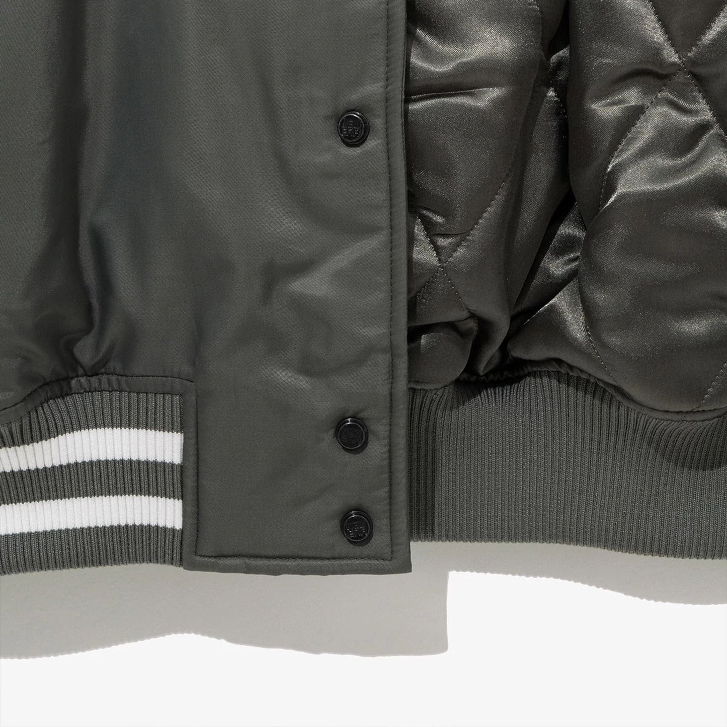 The Male model is wearing LA Dodgers MLB Grey Stadium Jacket  9