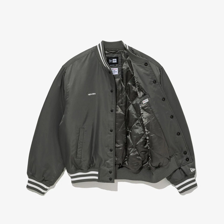 The Male model is wearing LA Dodgers MLB Grey Stadium Jacket  3