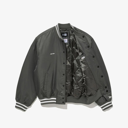 The Male model is wearing LA Dodgers MLB Grey Stadium Jacket  3