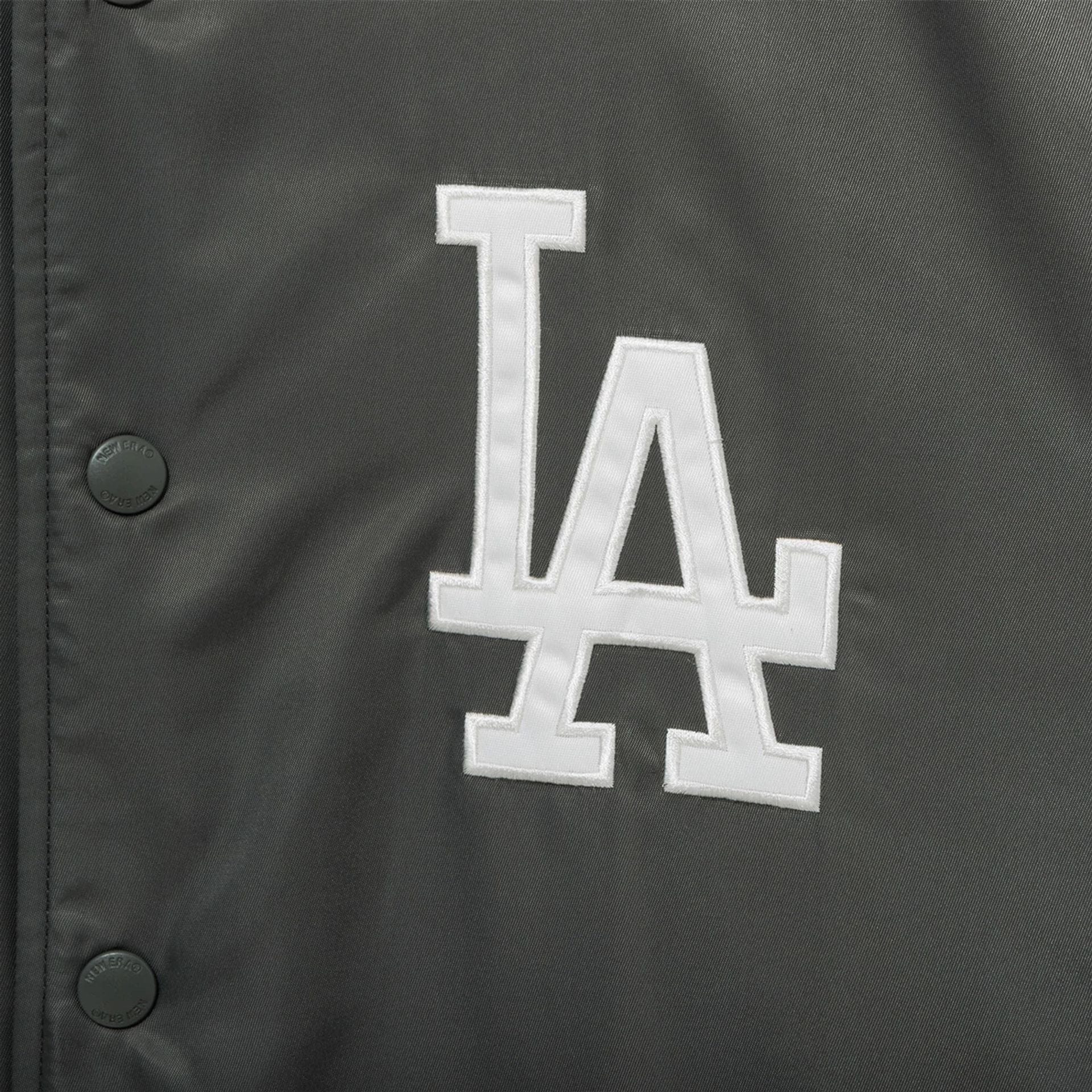 The Male model is wearing LA Dodgers MLB Grey Stadium Jacket  11