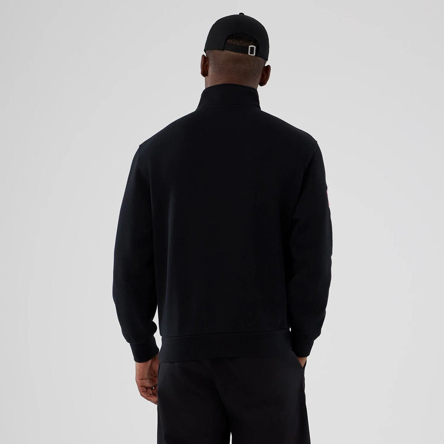 The Male model is wearing New York Yankees MLB Black 1/4 Zip Sweater 2