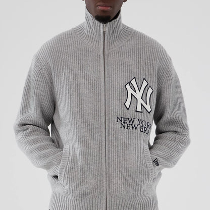 The Male model is wearing New York Yankees MLB Grey Cardigan 7