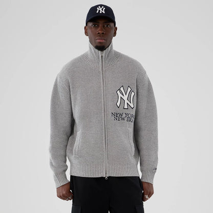 The Male model is wearing New York Yankees MLB Grey Cardigan  1