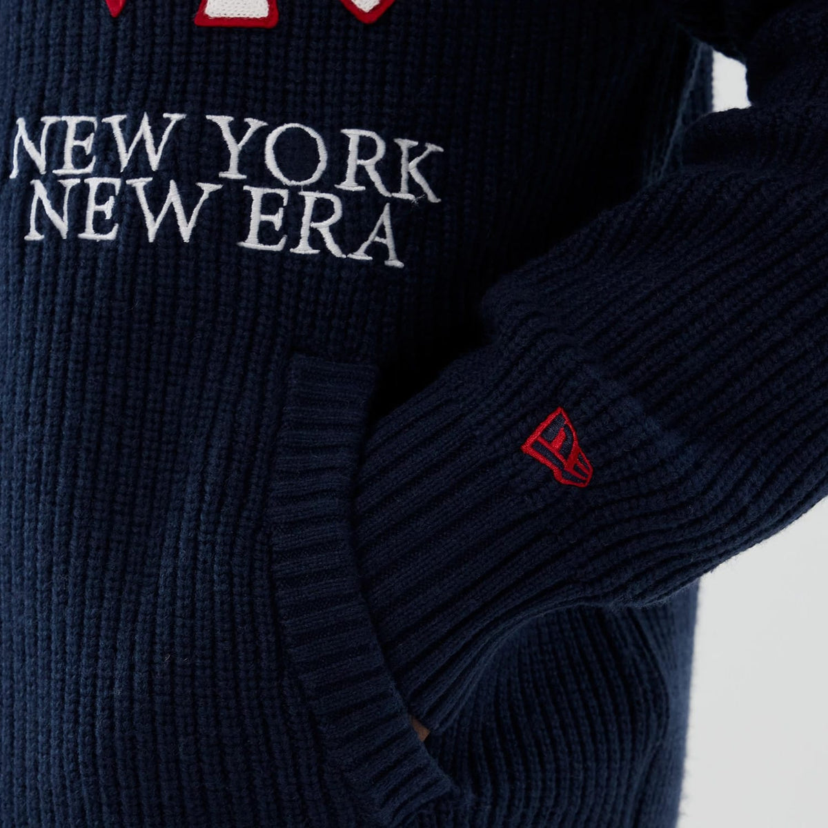 The Male model is wearing New York Yankees MLB Navy Cardigan 5