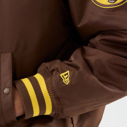 The Male model is wearing San Diego Padres MLB Authentic Dark Brown Stadium Jacket  6