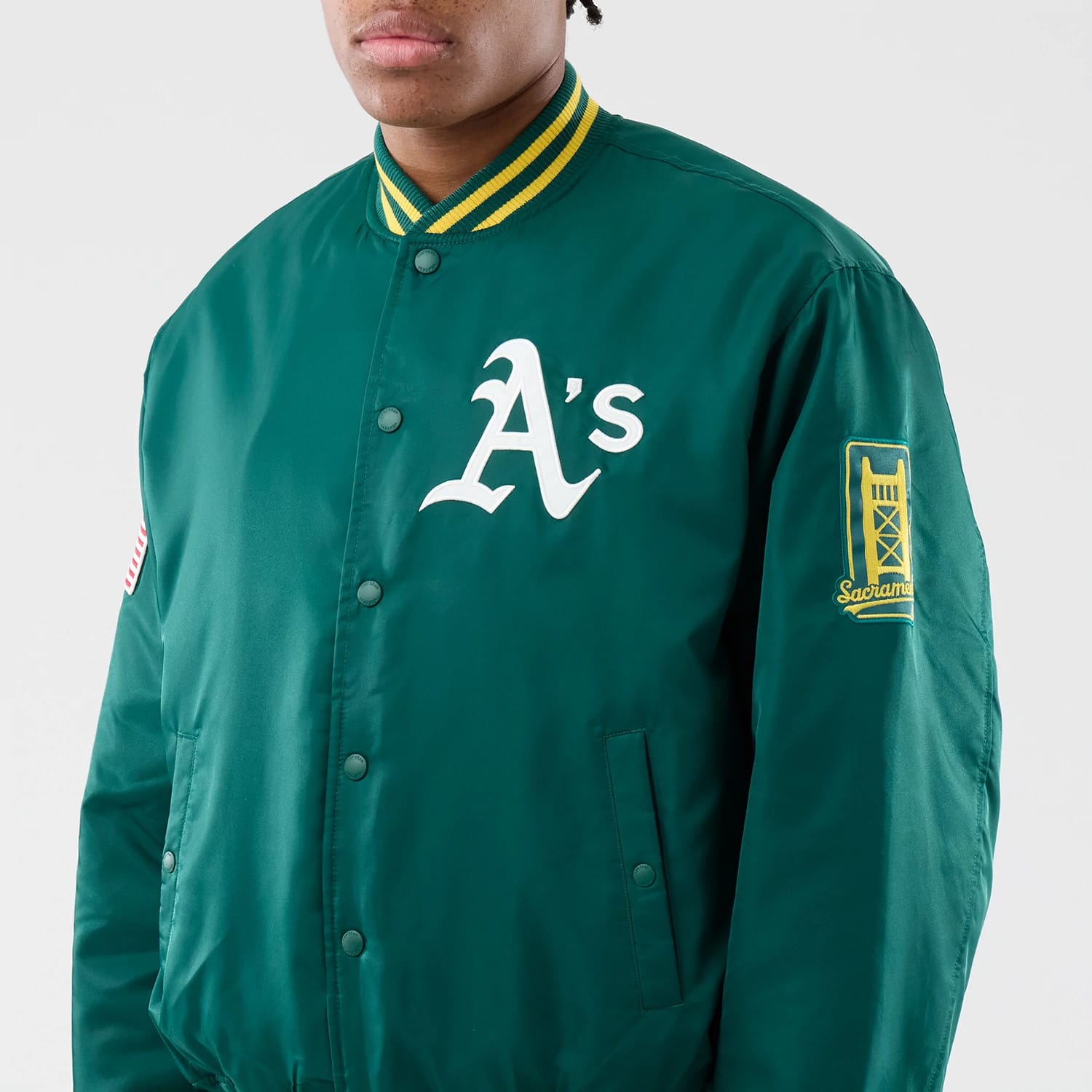 Athletics スタジアムジャケット グリーン MLB Authentic Oakland Athletics Green Stadium Jacket | NEC EU