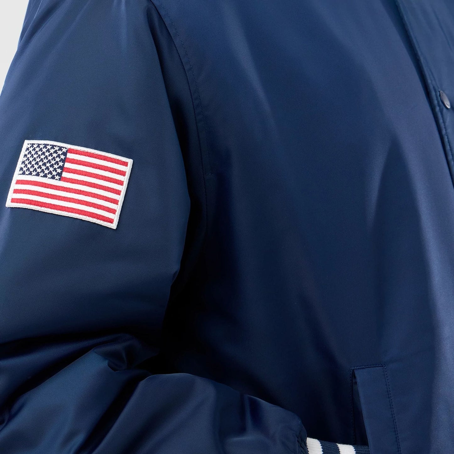 The Male model is wearing New York Yankees MLB Authentic Navy Stadium Jacket  4