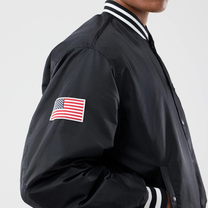 The Male model is wearing Chicago White Sox MLB Authentic Black Stadium Jacket 5