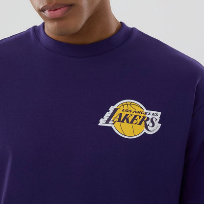 The model is wearing this NBA logo LA Lakers T-Shirt in purple. 4
