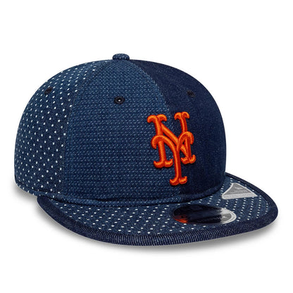 Pictured is this MLB Multi Panel Denim New York Mets Retro Crown 9FIFTY cap in dark blue. 3