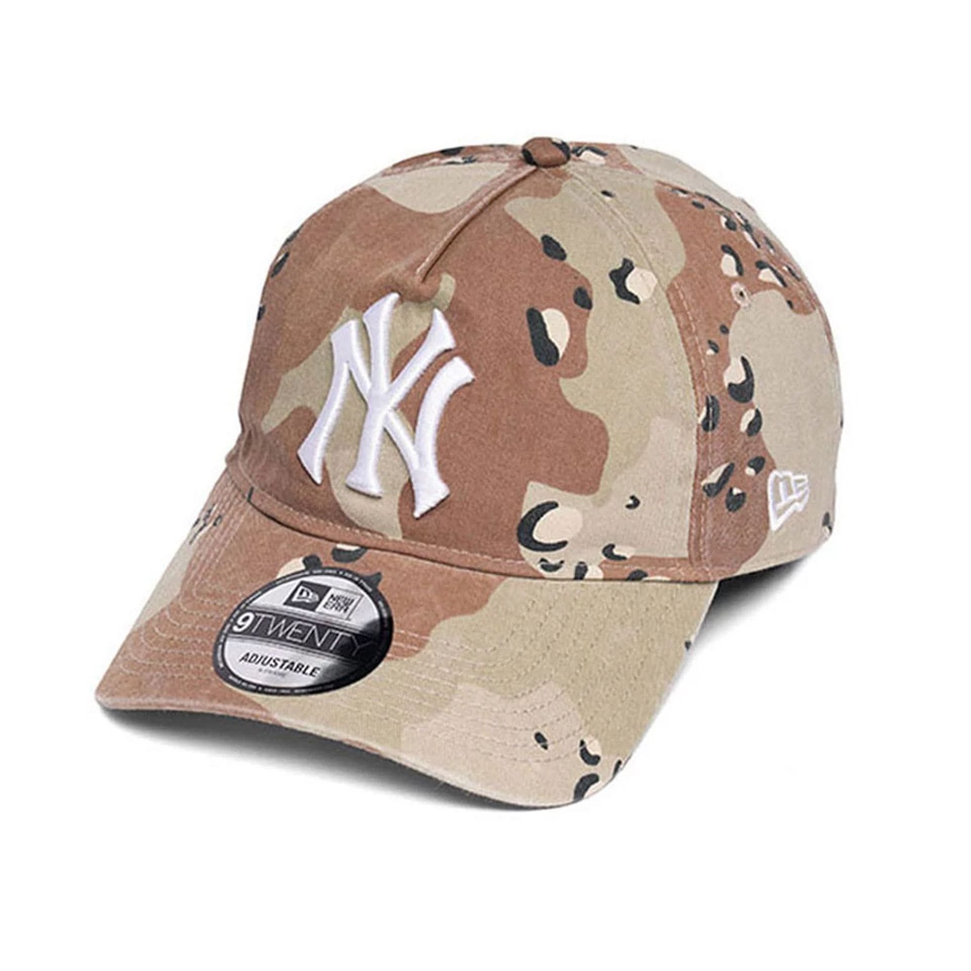 Pictured is this MLB Camo Reserve New York Yankees 9TWENTY A-Frame Adjustable cap in Desert Camo. 1