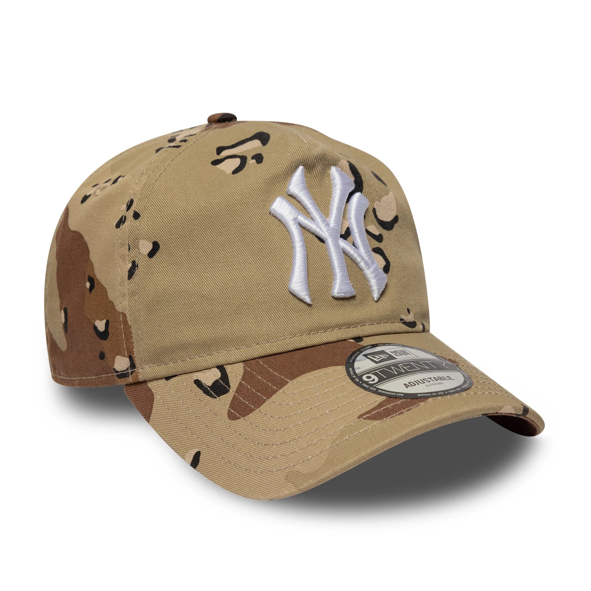 Pictured is this MLB Camo Reserve New York Yankees 9TWENTY A-Frame Adjustable cap in Desert Camo. 3