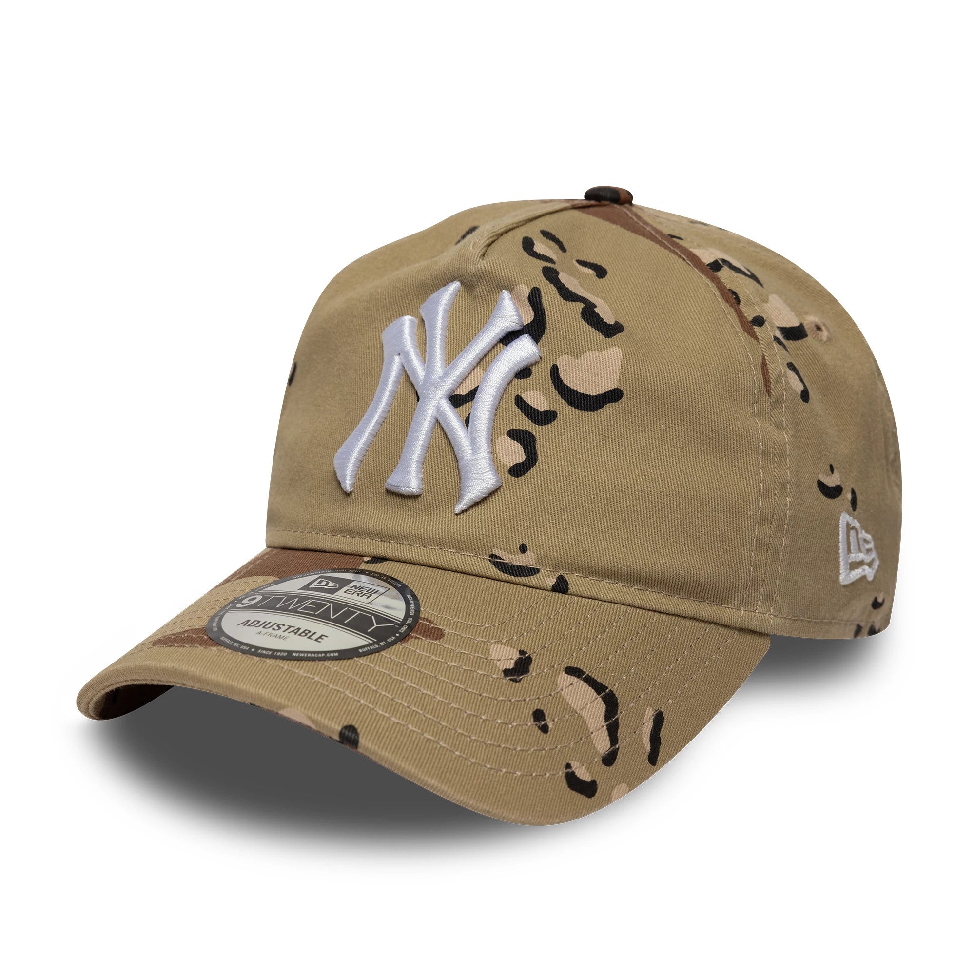 Pictured is this MLB Camo Reserve New York Yankees 9TWENTY A-Frame Adjustable cap in Desert Camo. 1