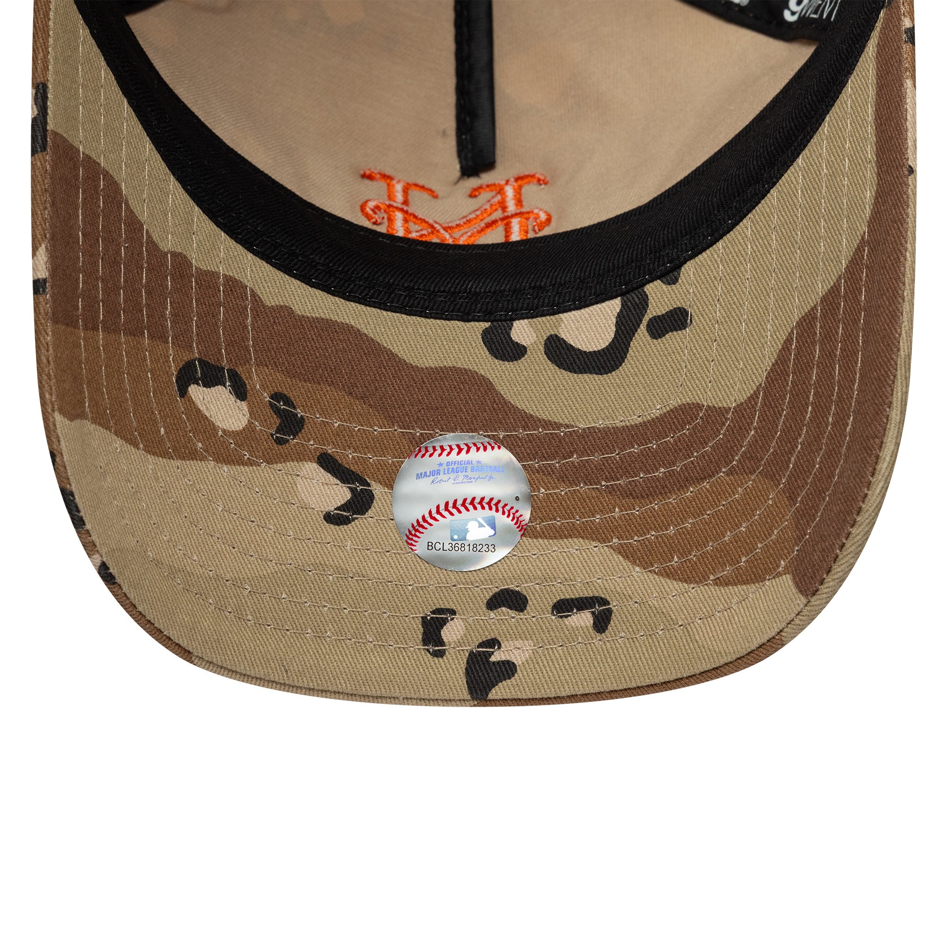 back pofile camo NY mets green and brown cap