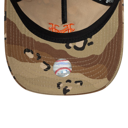 back pofile camo NY mets green and brown cap