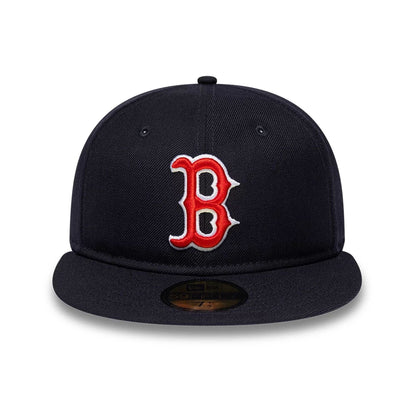 Pictured is this MLB Soft Buckram Boston Red Sox 59FIFTY Fitted cap in navy. 3
