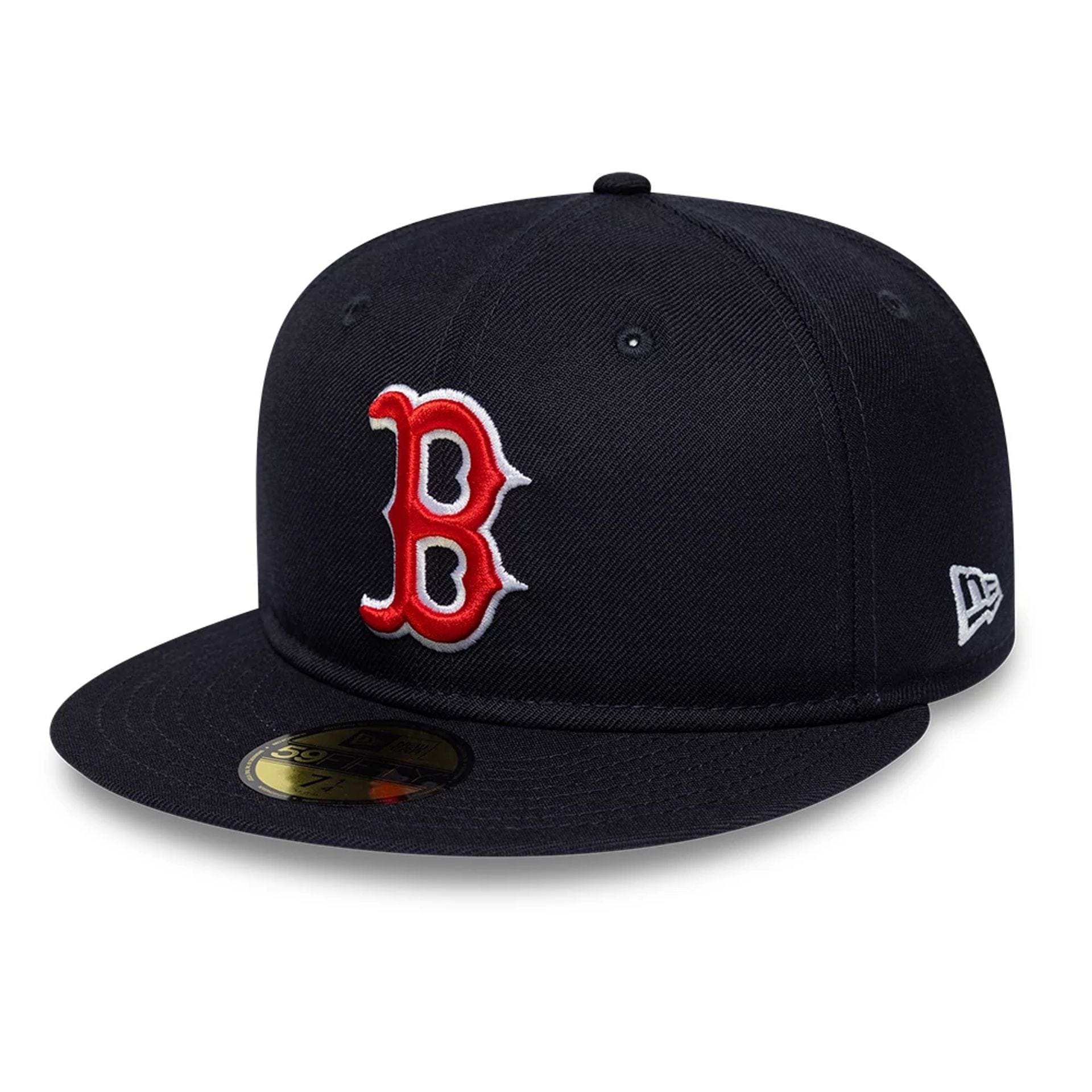 Pictured is this MLB Soft Buckram Boston Red Sox 59FIFTY Fitted cap in navy. 1