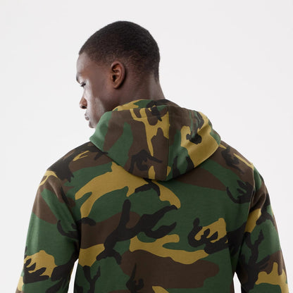 The model is wearing this MLB Camo New York Yankees 2 Way Full Zip Hoodie in Woodland Camo. 6