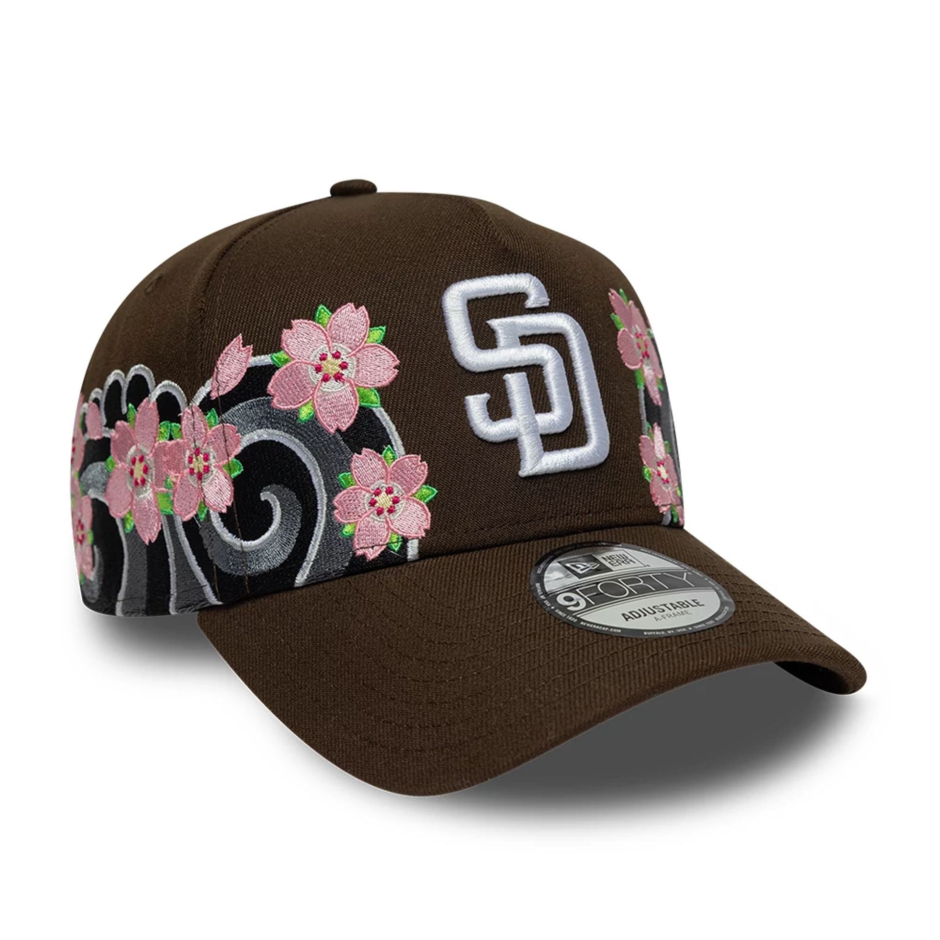応援グッズ San Diego Padres New Era 9FORTY MLB Hat MLB Sakura San Diego Padres Dark Brown 9FORTY A-Frame Cap | NEC EU