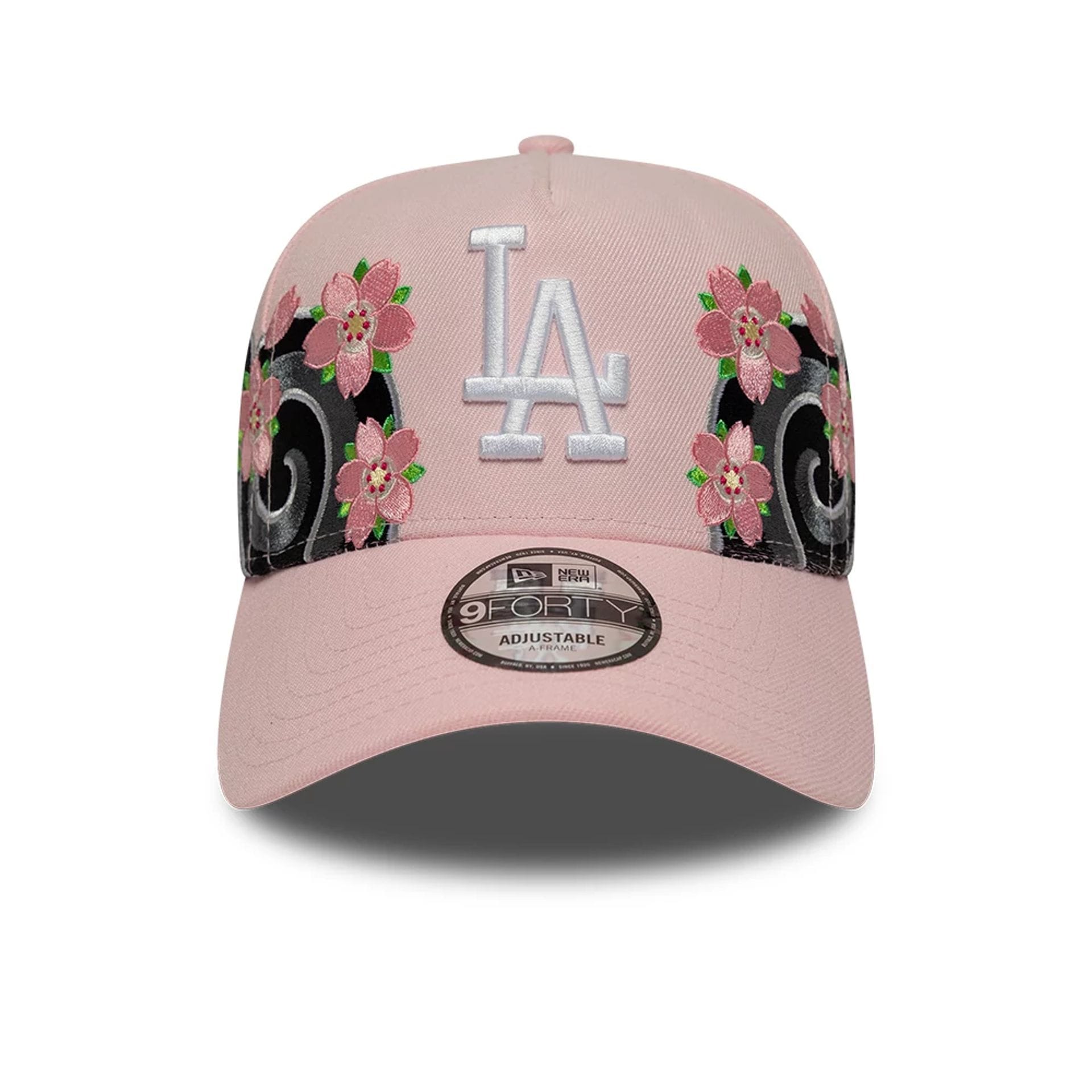 Pictured is this MLB Sakura LA Dodgers 9FORTY A-Frame cap in pink. 2