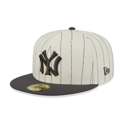 Pictured is this MLB Stripes New York Yankees 59FIFTY Fitted cap in cream. 4