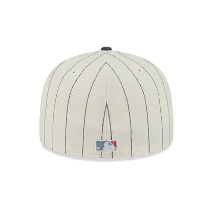 Pictured is this MLB Stripes New York Yankees 59FIFTY Fitted cap in cream. 5