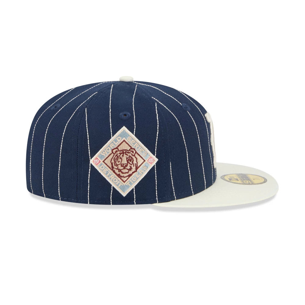 Pictured is this MLB Stripes Detroit Tigers 59FIFTY Fitted cap in dark blue. 5