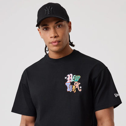 The model is wearing this MLB Word Art New York Yankees T-Shirt in black. 5