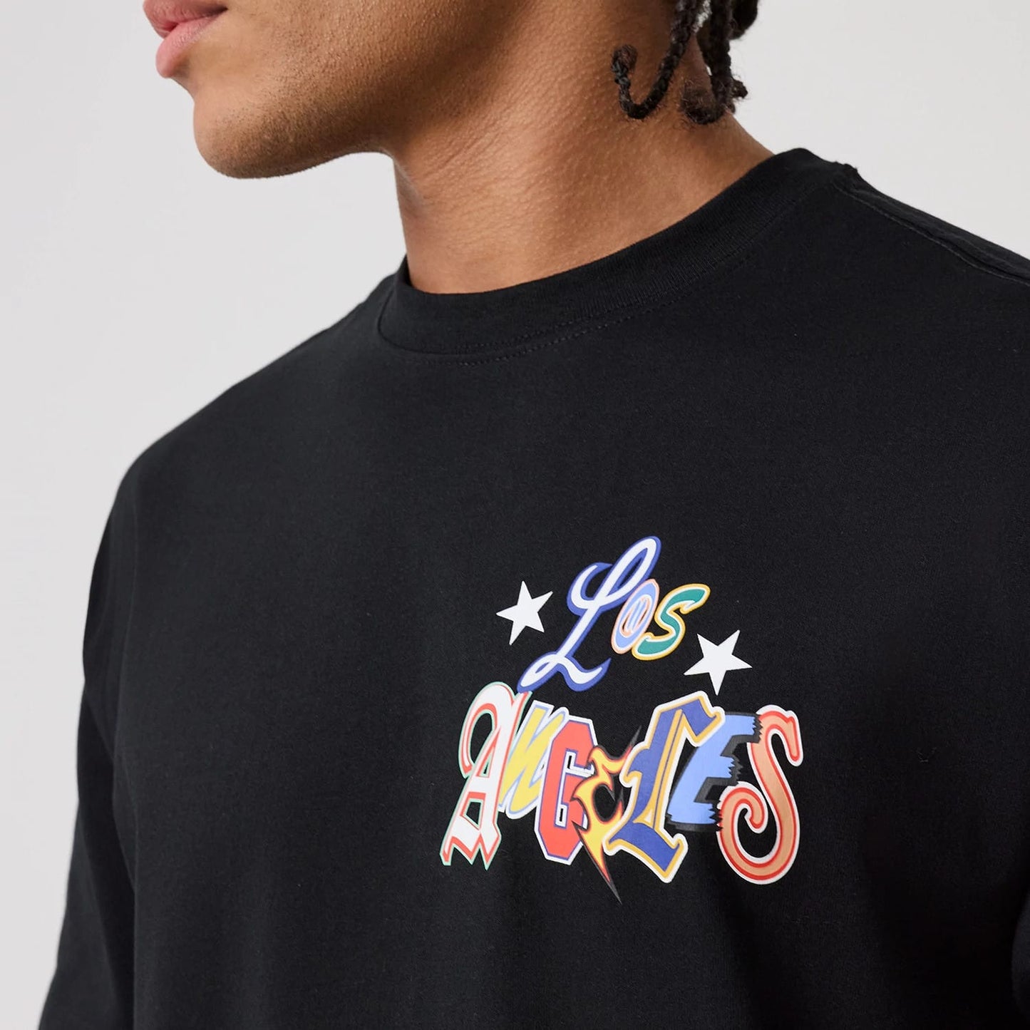 The model is wearing this MLB Word Art LA Dodgers T-Shirt in black. 4