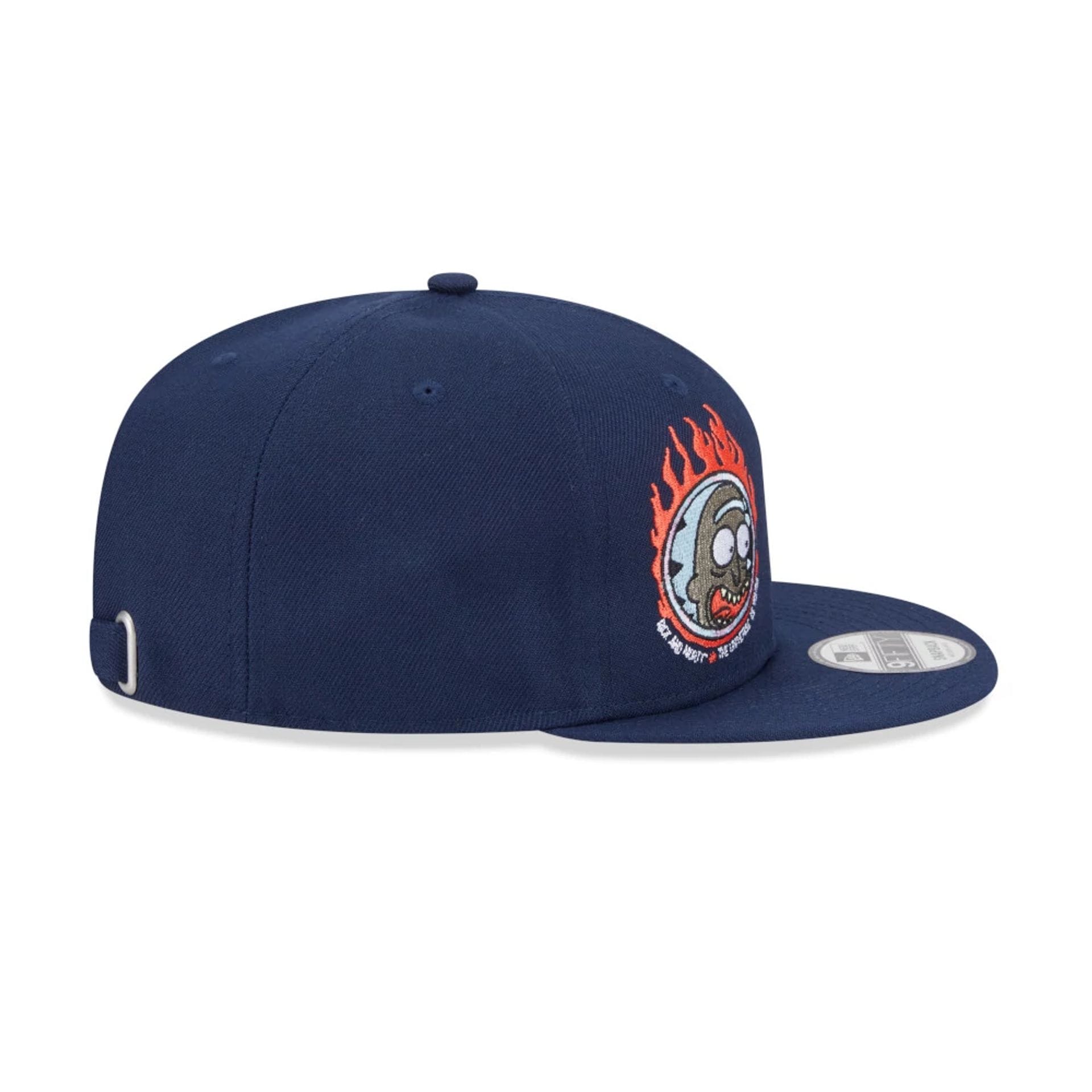 Pictured is this Rick And Morty 9FIFTY Strapback Adjustable cap in dark blue. 5