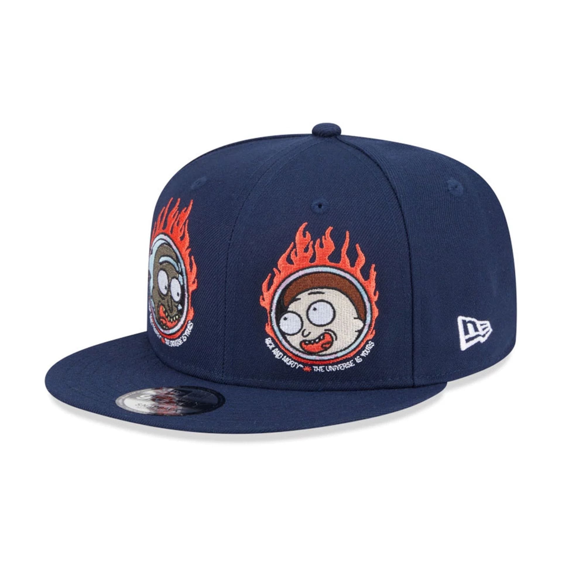 Pictured is this Rick And Morty 9FIFTY Strapback Adjustable cap in dark blue. 1